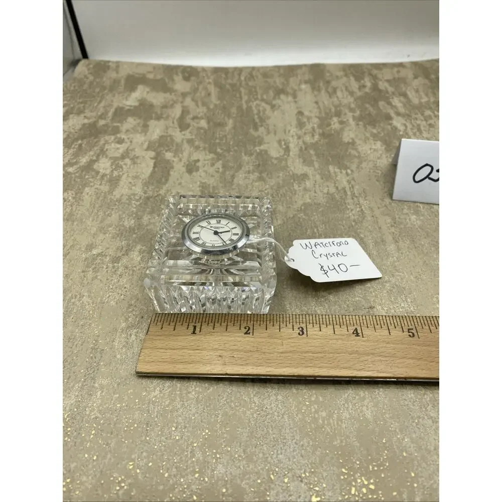 Waterford quartz clock crystal desk top Star Burst Rectangular Needs Battery